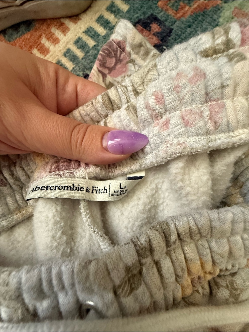 Abercrombie Floral Print Women's Sweatshirt and sweatpant set in Cream and Pink